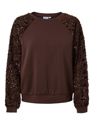 PCERIN LS SEQUINS SCUBA SWEAT JRS BC Chicory Coffee