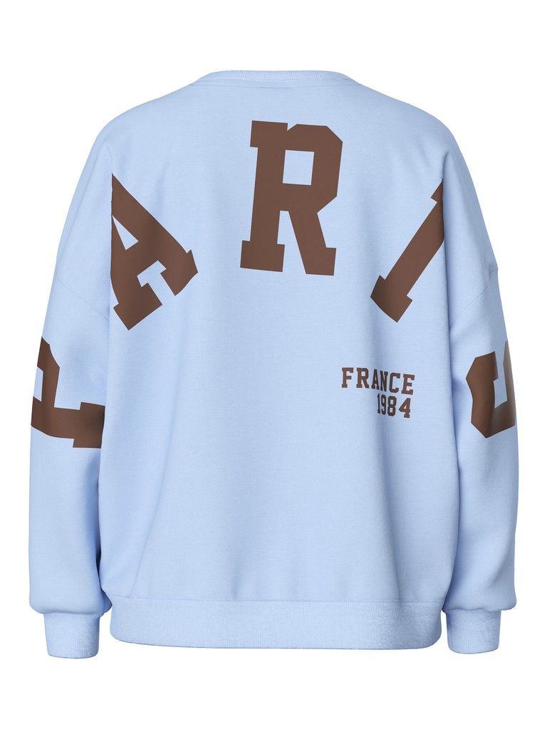 PCCHILLI FANY LS O-NECK OVER. SWEAT JRS Cashmere Blue/PARIS