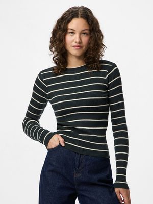 PCMIRA NEW LS O-NECK KNIT NOOS BC Darkest Spruce/BIRCH