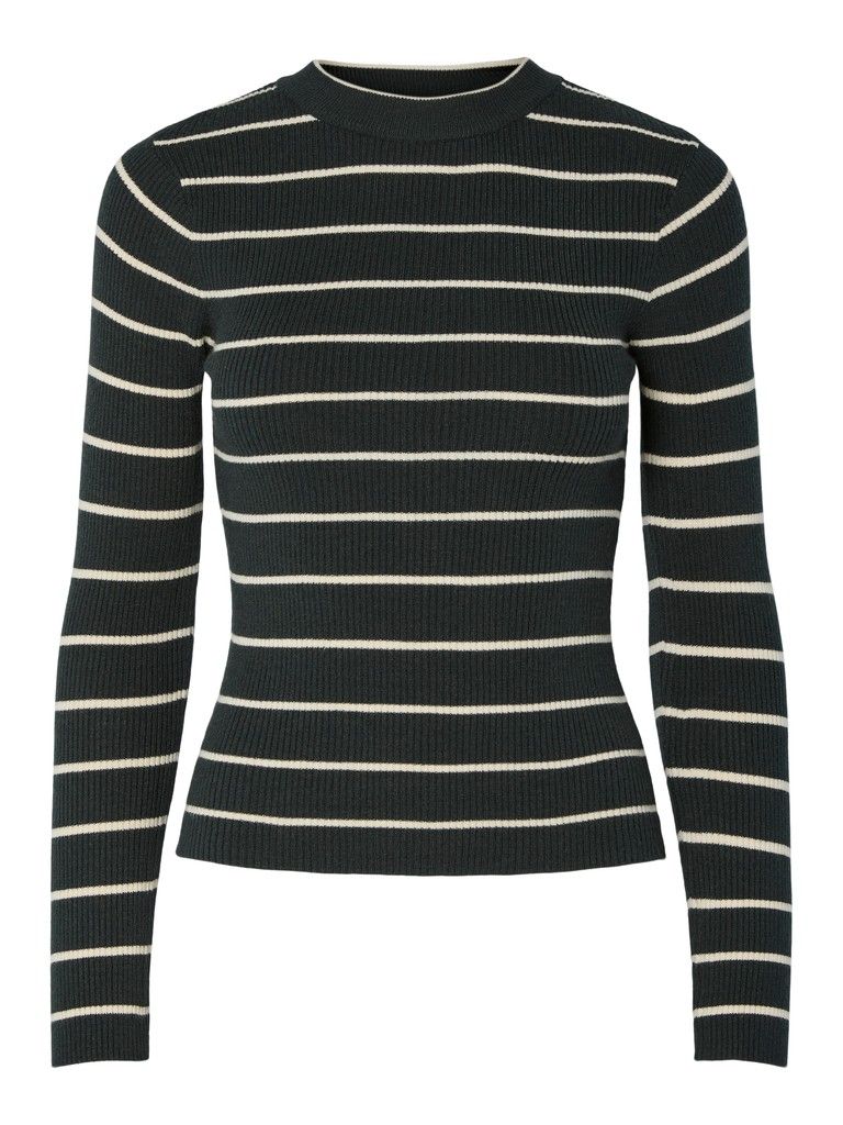 PCMIRA NEW LS O-NECK KNIT NOOS BC Darkest Spruce/BIRCH
