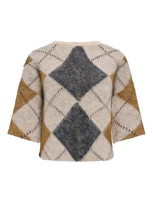 ONLNOEME SS PATTERN O-NECK KNT Oatmeal/Argyle/DGM/B
