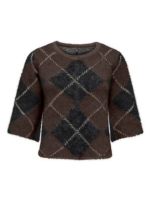 ONLNOEME SS PATTERN O-NECK KNT Coffee Bean/Big Argy