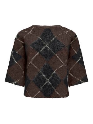 ONLNOEME SS PATTERN O-NECK KNT Coffee Bean/Big Argy