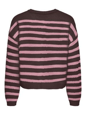 ONLMAILEY LS DETAIL O-NECK CARDI CS KNT Coffee Bean-Orchid Pink-Smiley