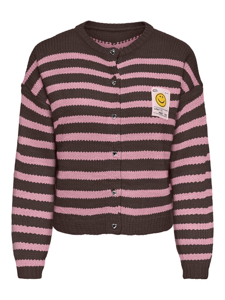 ONLMAILEY LS DETAIL O-NECK CARDI CS KNT Coffee Bean-Orchid Pink-Smiley