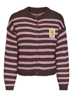 ONLMAILEY LS DETAIL O-NECK CARDI CS KNT Coffee Bean-Orchid Pink-Smiley