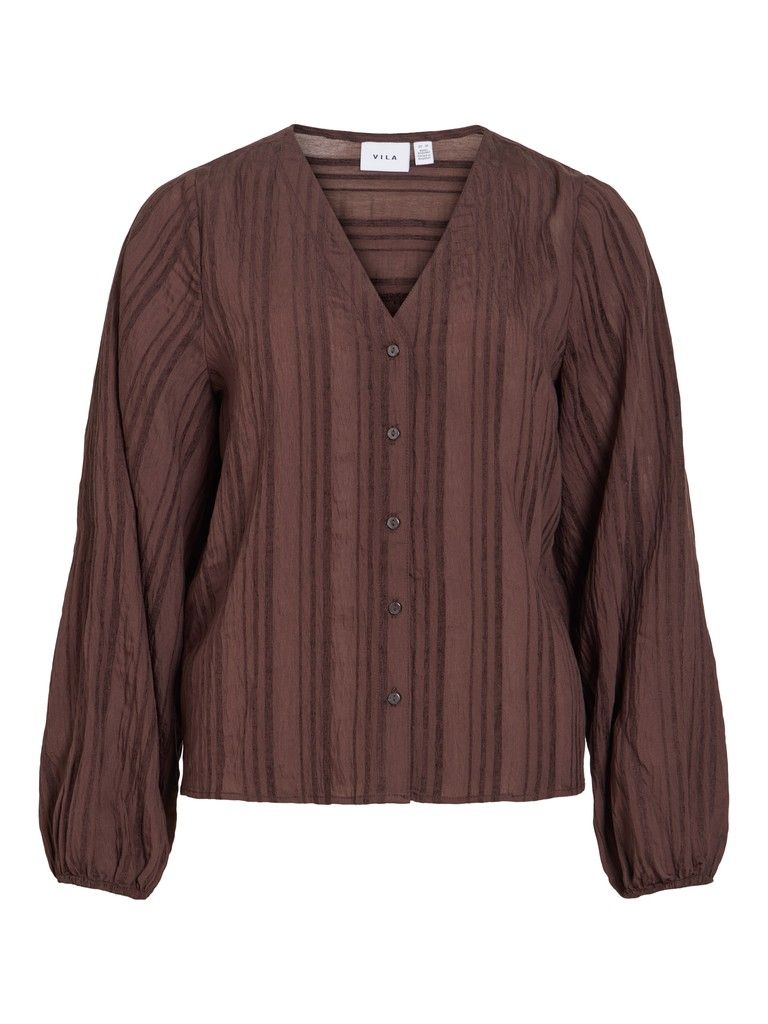 VIVERA V-NECK L/S SHIRT/TES Coffee Bean