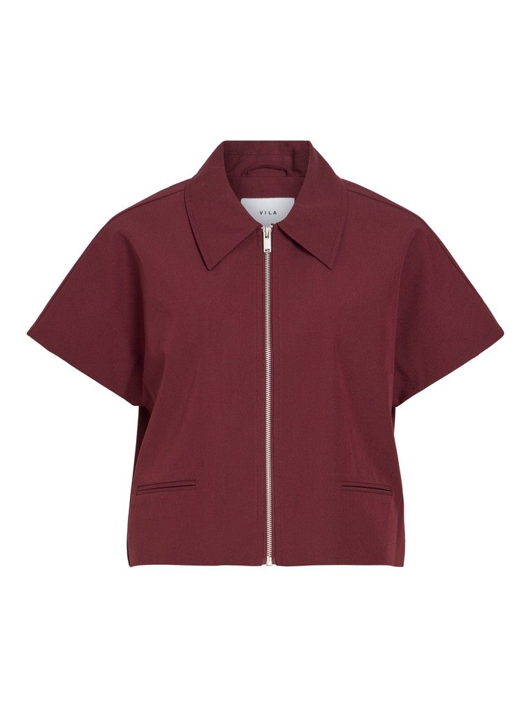 VIONTAYA SHIRT COLLAR S/S CARDIGAN/BFS Port Royale
