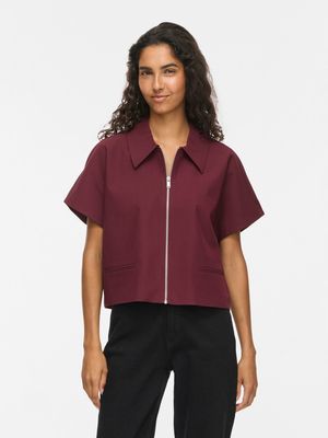 VIONTAYA SHIRT COLLAR S/S CARDIGAN/BFS Port Royale
