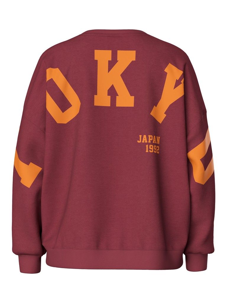 PCCHILLI FANY LS O-NECK OVER. SWEAT JRS Tawny Port/TOKYO