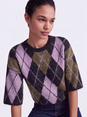 ONLNOEME SS PATTERN O-NECK KNT Black/Argyle/Beech/V