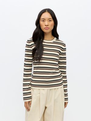 OBJESTER L/S RE KNIT PULLOVER NOOS Birch/Black + carafe