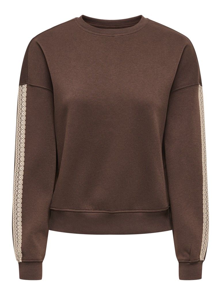 ONLBEAUTY L/S CREW NECK CS SWT Coffee Bean-Lace irish cream