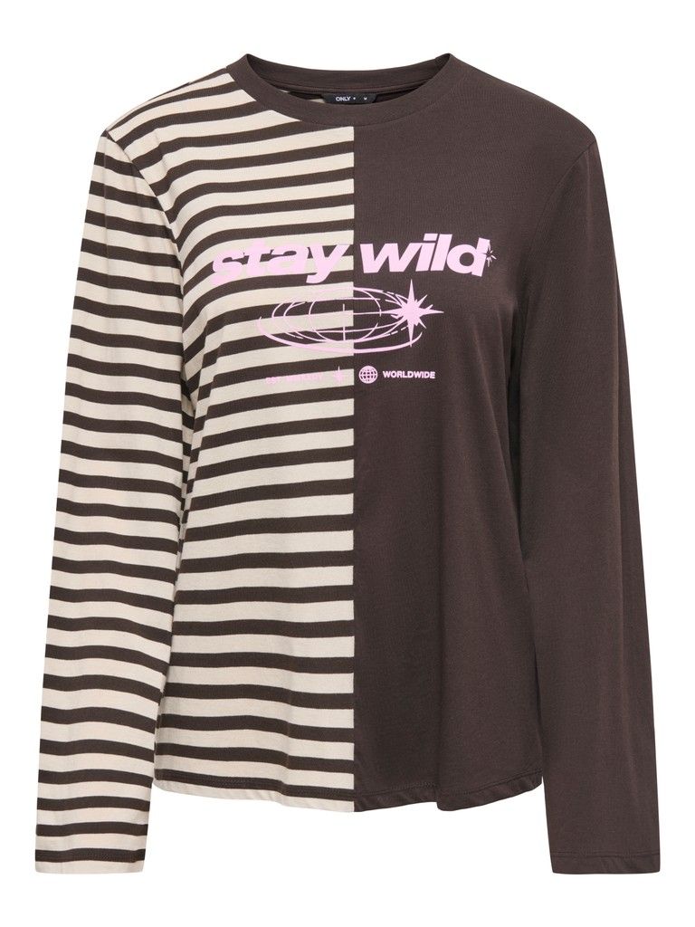 ONLAVA L/S HALF STRIPED T-SHIRT JRS Black Coffee/BIRCH S