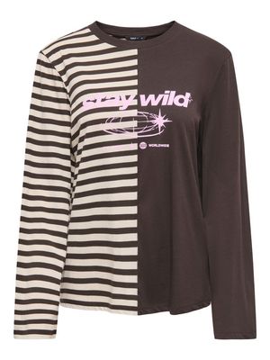 ONLAVA L/S HALF STRIPED T-SHIRT JRS Black Coffee/BIRCH S