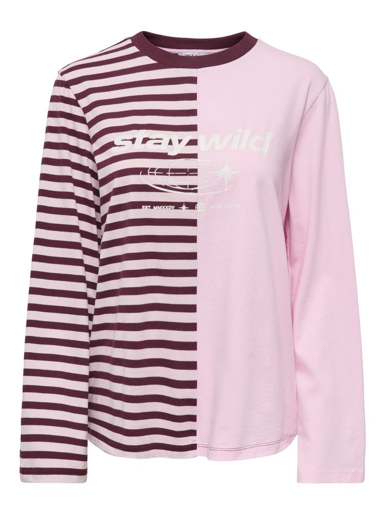ONLAVA L/S HALF STRIPED T-SHIRT JRS Chalk Pink/WINDSOR W