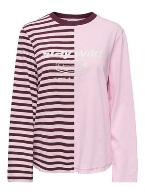 ONLAVA L/S HALF STRIPED T-SHIRT JRS Chalk Pink/WINDSOR W