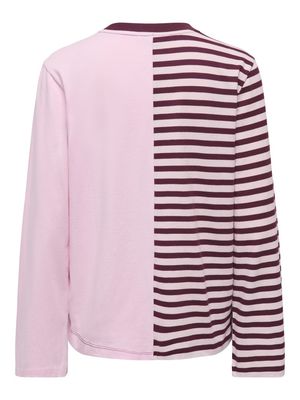 ONLAVA L/S HALF STRIPED T-SHIRT JRS Chalk Pink/WINDSOR W