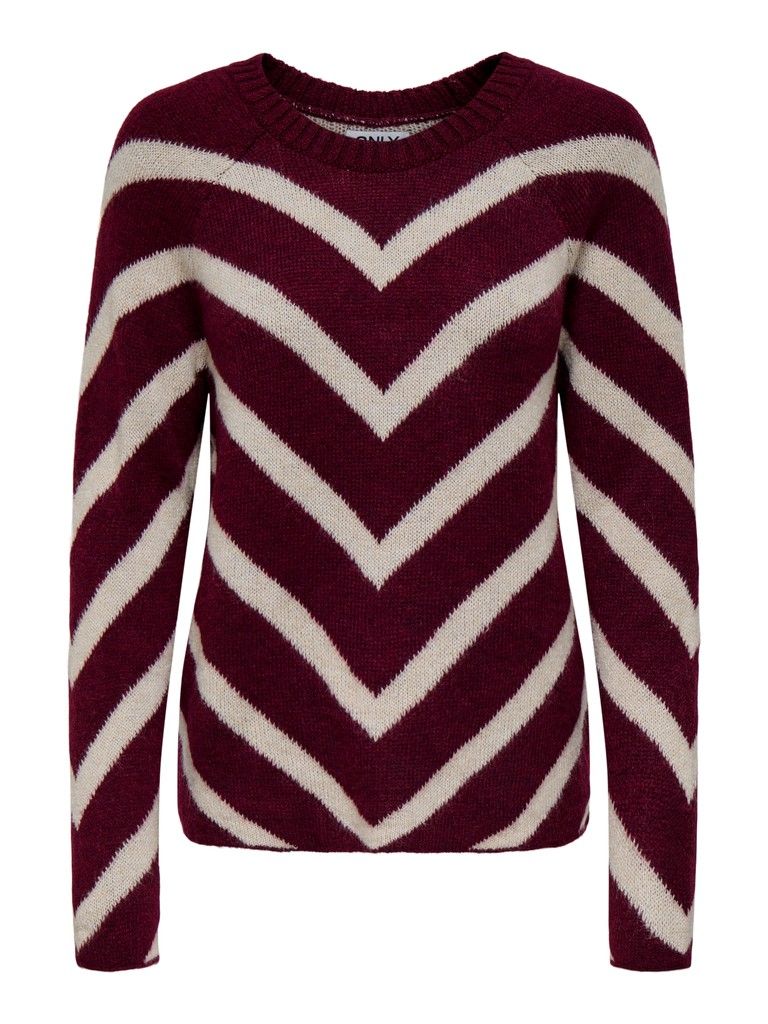 ONLELIZA L/S PULLOVER KNT NOOS Zinfandel/WHITECAP G