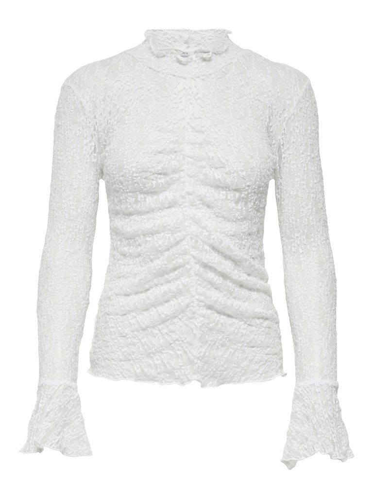 JDYLALA L/S HIGH NECK LACE TOP JRS Cloud Dancer