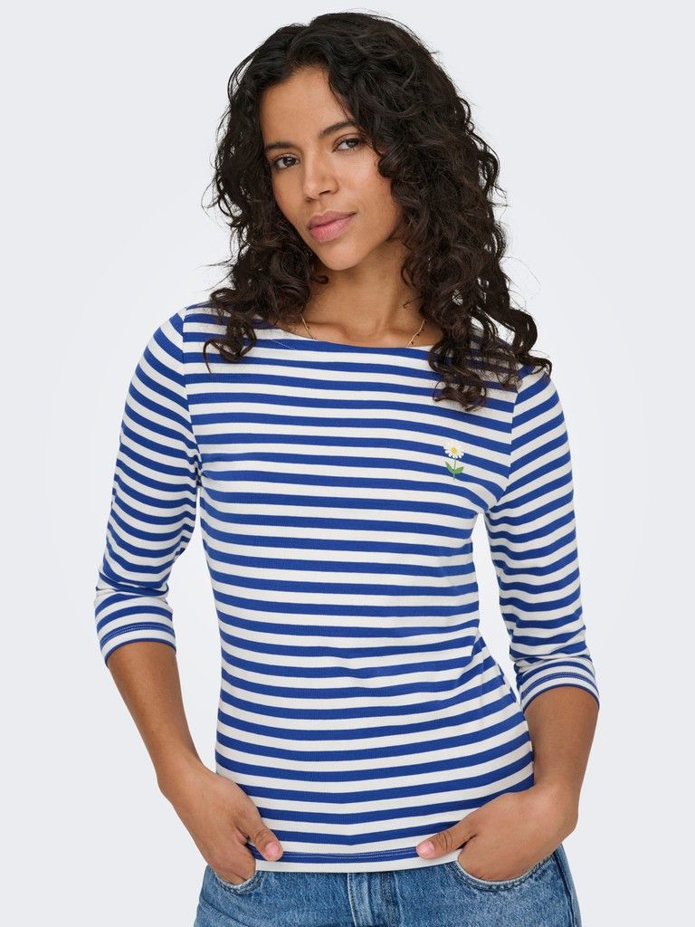 ONLFIFI 3/4 PRINTED TOP CS JRS Cloud Dancer/Mazarin