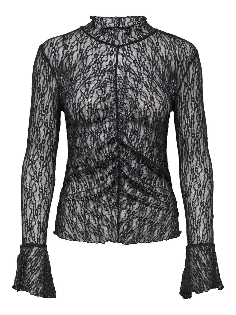 JDYLALA L/S HIGH NECK LACE TOP JRS Black