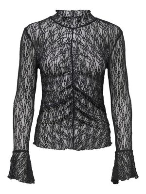JDYLALA L/S HIGH NECK LACE TOP JRS Black