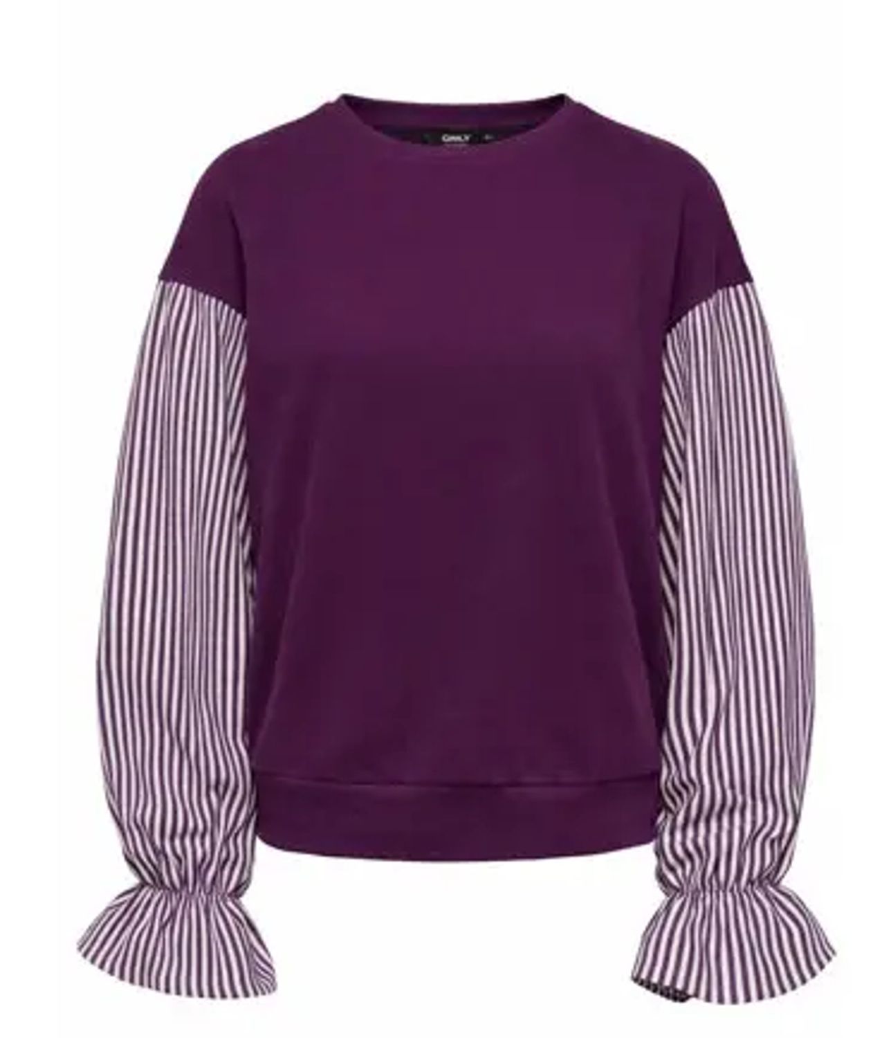 ONLNINA L/S O-NECK MIX CS SWEAT Fig-Fig striped sleeves