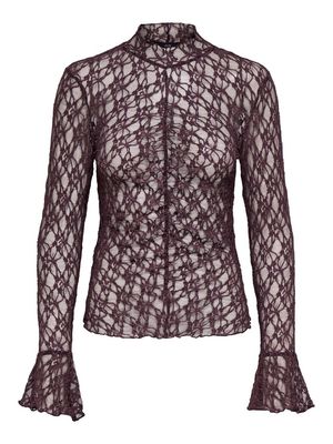 JDYLALA L/S HIGH NECK LACE TOP JRS Huckleberry