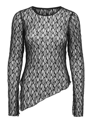 ONLSYRENE LACE L/S ASYMETRICAL TOP ACC Black