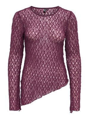 ONLSYRENE LACE L/S ASYMETRICAL TOP ACC Winetasting