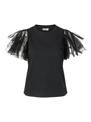 PCESTELLE SS TULLE SLEEVE TEE JRS FC BC Black