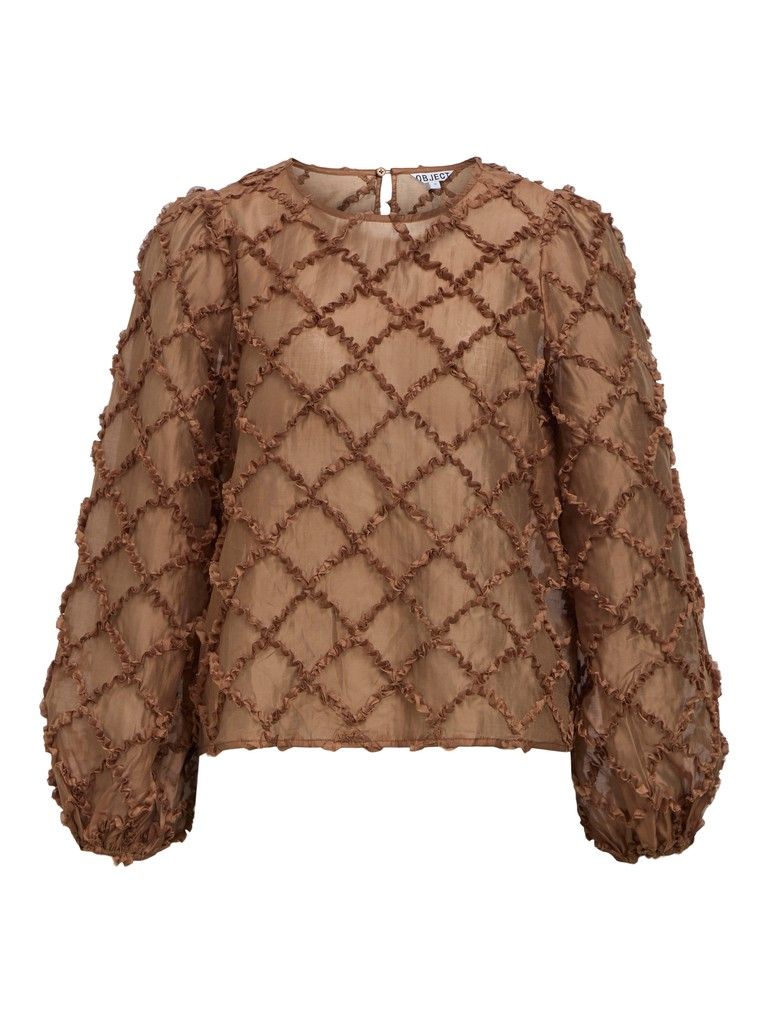OBJLUISA L/S RE O-NECK TOP 146 Carafe