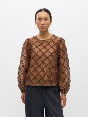 OBJLUISA L/S RE O-NECK TOP 146 Carafe