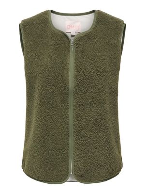 ONLBABY TEDDY ZIP VEST PNT OL Kalamata/BIRCH LININ