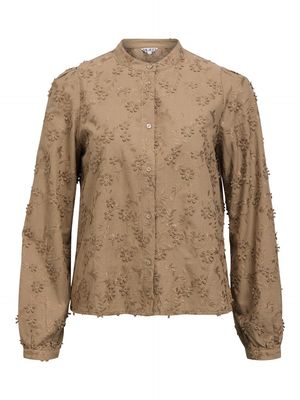 OBJKARLI L/S RE O-NECK TOP 147 ND Desert Taupe