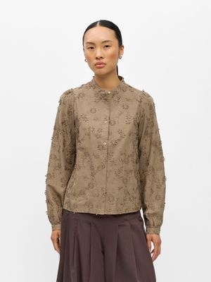 OBJKARLI L/S RE O-NECK TOP 147 ND Desert Taupe