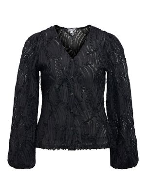 OBJLUCIE LUKA L/S RE V-NECK TOP 147 Black
