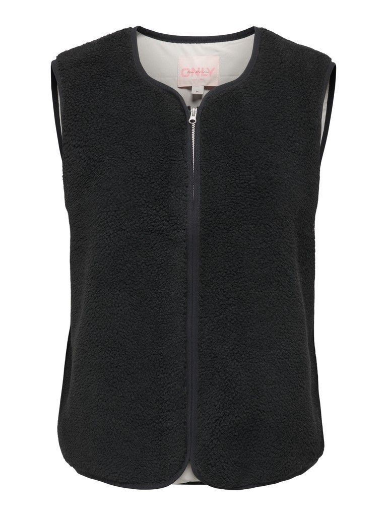 ONLBABY TEDDY ZIP VEST PNT OL Black/BIRCH LINING
