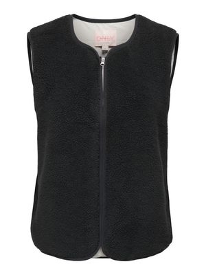 ONLBABY TEDDY ZIP VEST PNT OL Black/BIRCH LINING