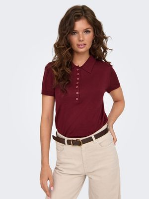 ONLCATHRINE SS POLO NECK EX KNT Cabernet
