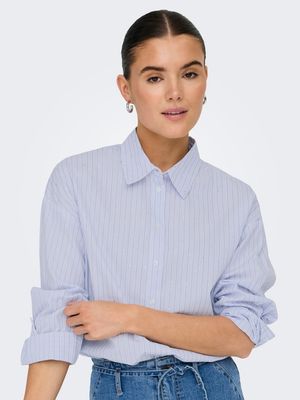 ONLRIMINI LIFE LS RHINES SHIRT MOCH WVN Bright White-W BLUE TONS STRIP