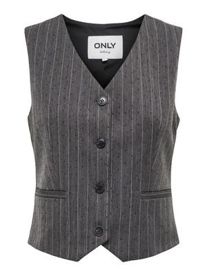 ONLSIGA LIFE S/L HB RHINE WAISTCOAT TLR Dark Grey Melange-PINSTRIPE W