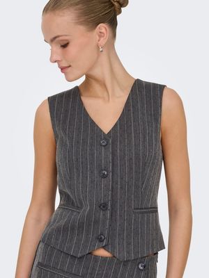 ONLSIGA LIFE S/L HB RHINE WAISTCOAT TLR Dark Grey Melange-PINSTRIPE W