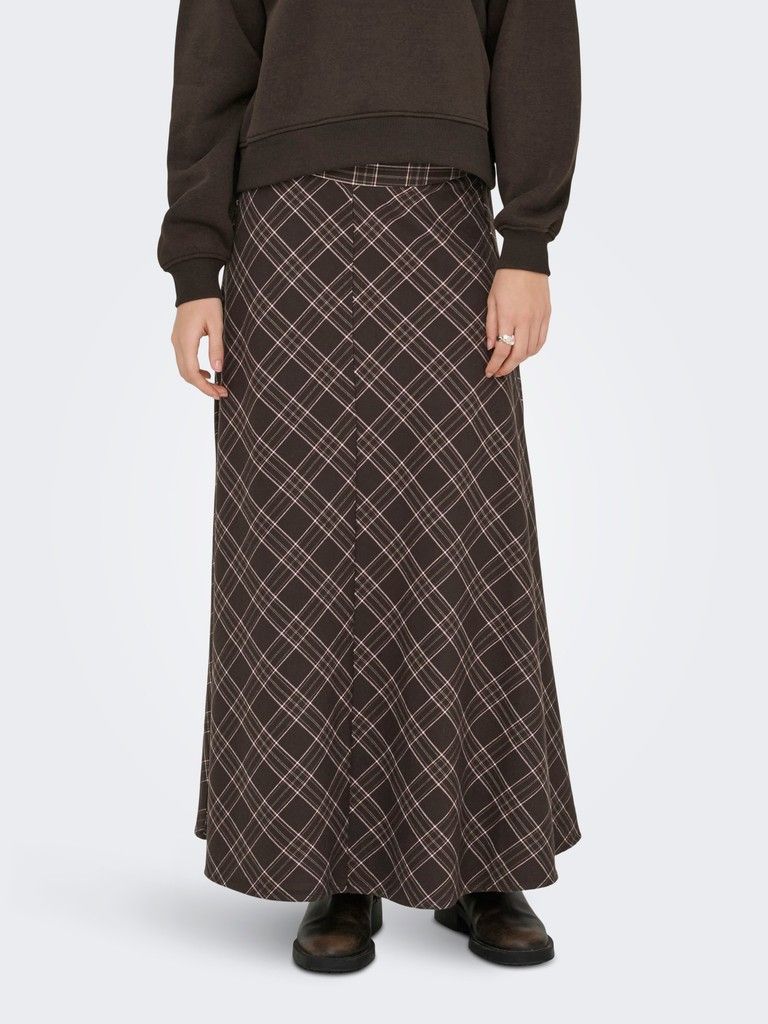 ONLWREN CHECK LONG SKIRT WVN Black/Checked forge
