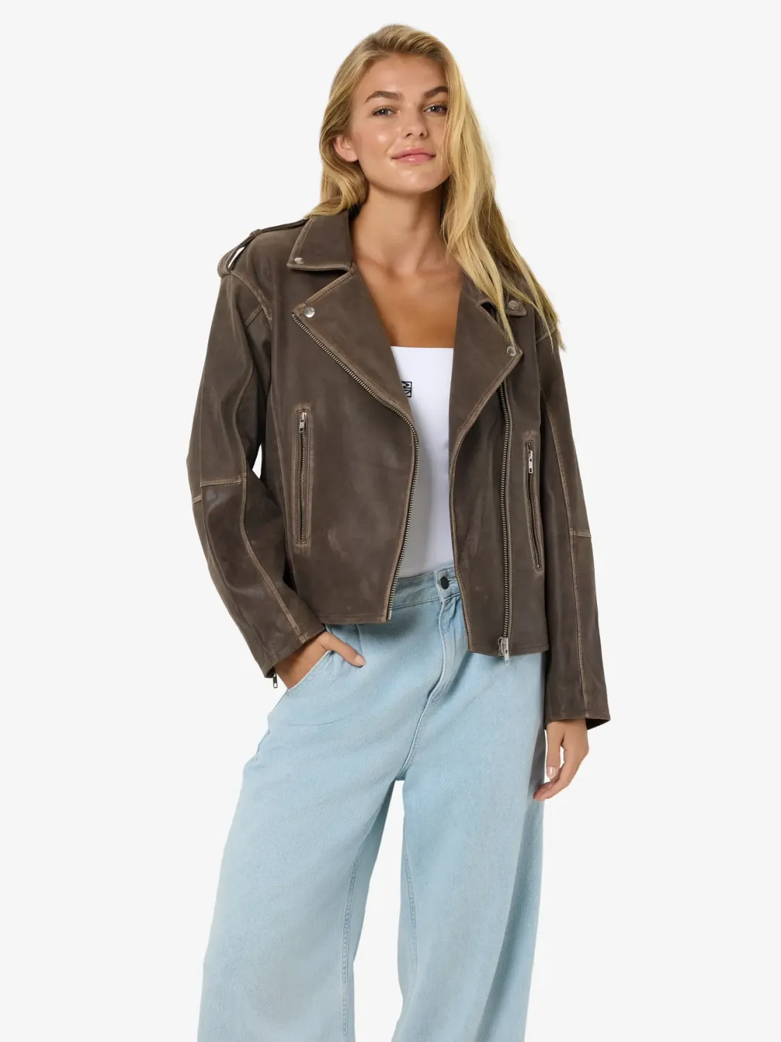 NMASTON LEATHER BIKER JACKET Demitasse