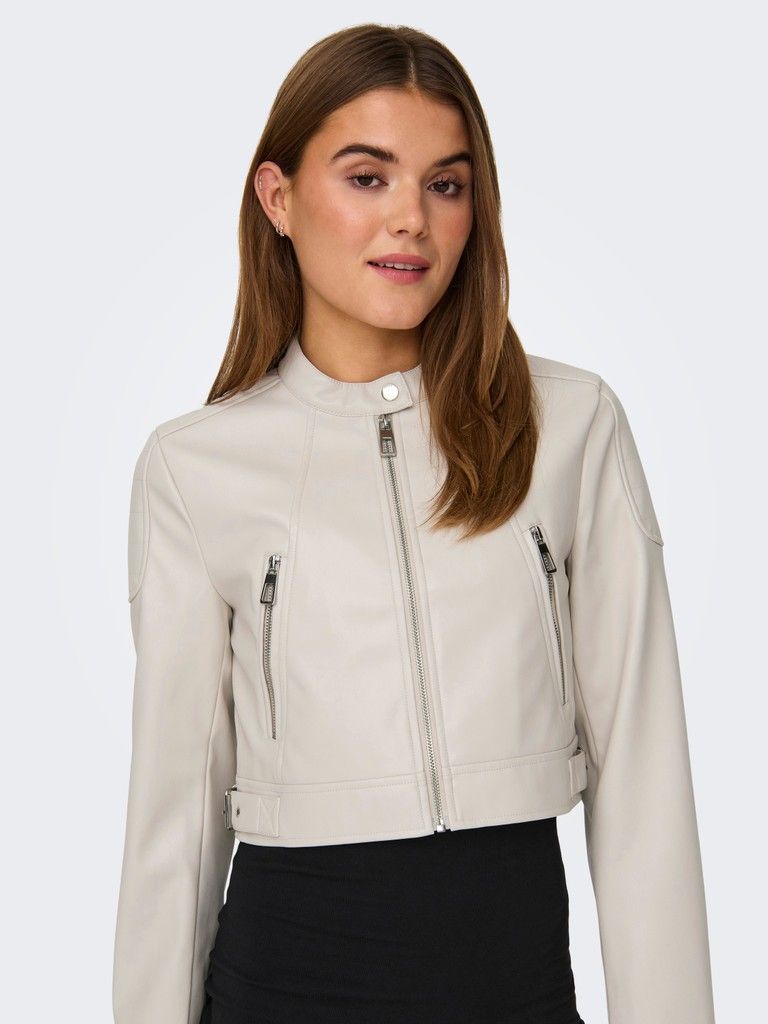 ONLBEST FAUX LEATHER MOTO JACKET OTW Pumice Stone