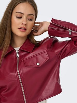 ONLKAMILLA SHORT PATENT JACKET CC OTW Ruby Wine