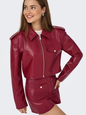 ONLKAMILLA SHORT PATENT JACKET CC OTW Ruby Wine