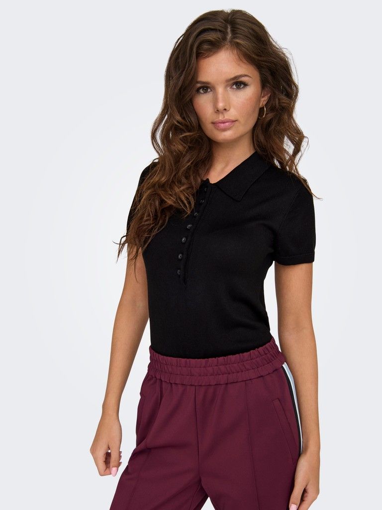 ONLCATHRINE SS POLO NECK EX KNT Black